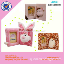 Colorful custom plush rabbit cow giraffe monkey tiger animal photo frame toy for decorate
